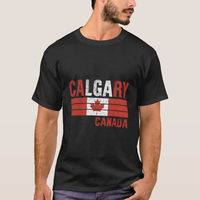T-shirt Calgary Canada Drapeau Canadien Hommes Femmes Enfa (Devant)