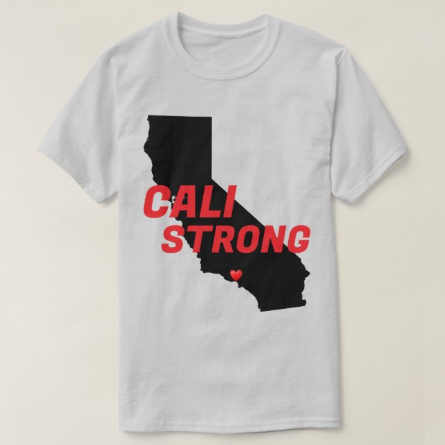 T-shirt CALI STRONG Red Blk CA Solid Heart (Design devant)