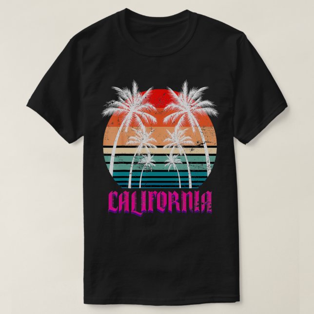 T-shirt Cali Summer Vacances Palm Trees CA Beach Retro Cal (Design devant)