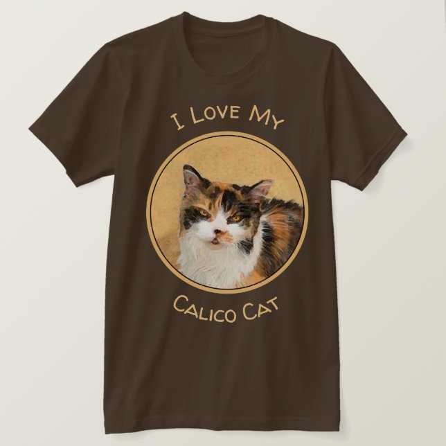 T-shirt Calico Cat Painting - Cute Original Cat Art (Design devant)