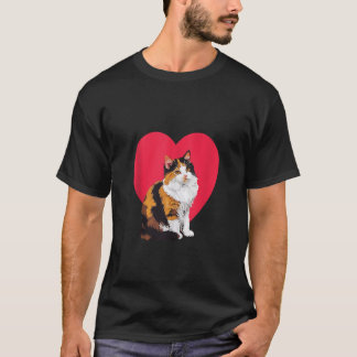 T-shirt Calico Chat Valentines Jour Coeur Rouge Aimer Mama