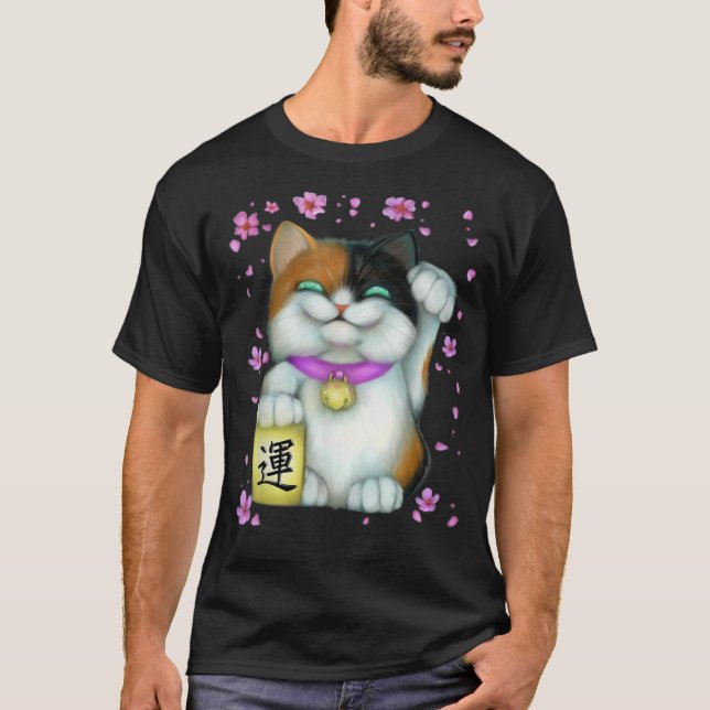 T-shirt Calico Lucky Chat Maneki Neko (Devant)
