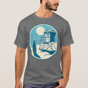 T-shirt California beach design with lifeguard tower and