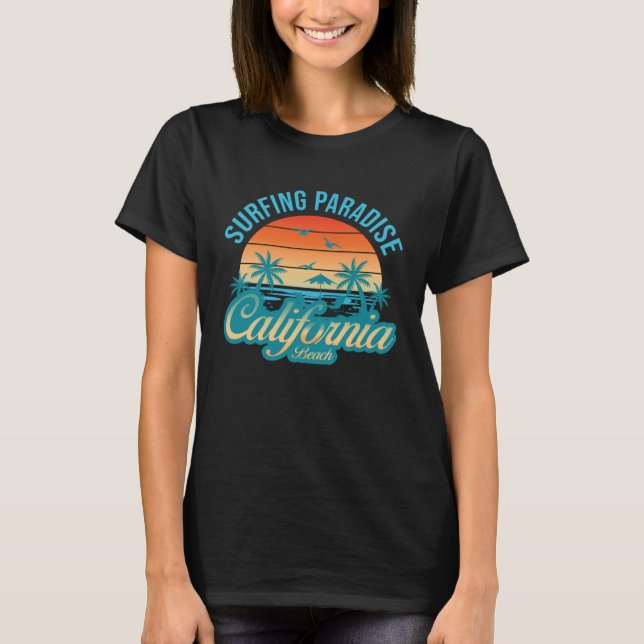 T-shirt California beach surfing USA woman men children  1 (Devant)