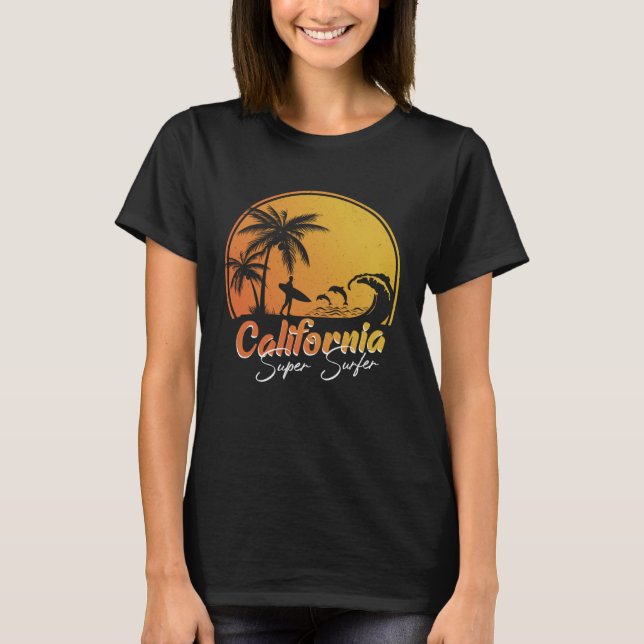 T-shirt California beach surfing USA woman men children  2 (Devant)