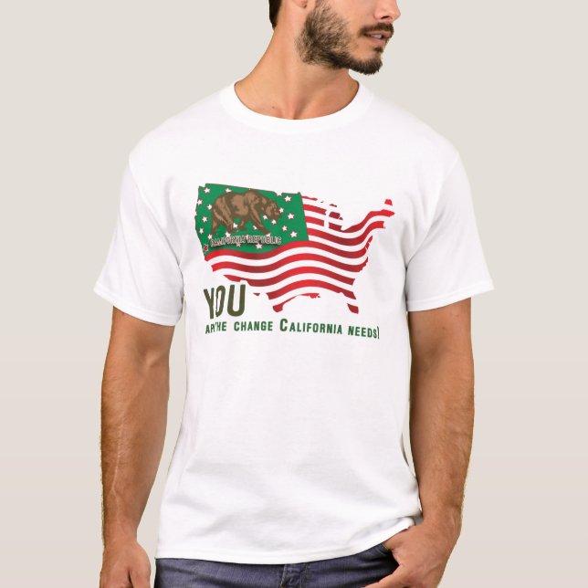 T-shirt California Bear Flag - Vous êtes le changement don (Devant)