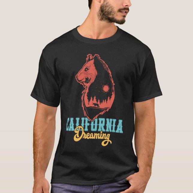 T-shirt California Dreaming! California Bear! Camping And  (Devant)