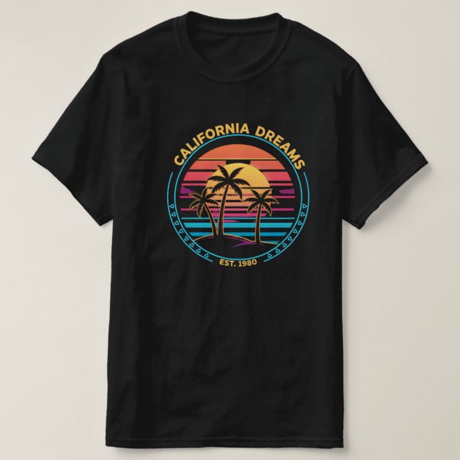 T-shirt California Dreams 1980 Sunset (Design devant)