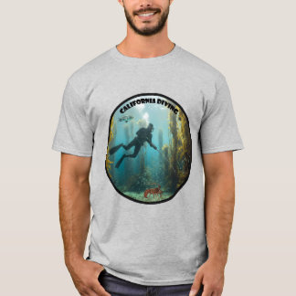 T-shirt California Freediving Diver with Kelp and fish URM