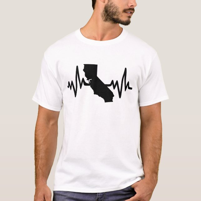 T-shirt california heartbeat design unisex (Devant)