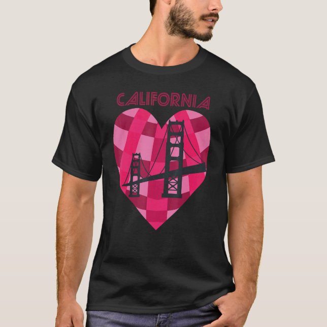 T-shirt California Love San Francisco Heart Golden Gate Br (Devant)