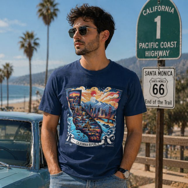 T-shirt California Map Vector Art (Créateur téléchargé)