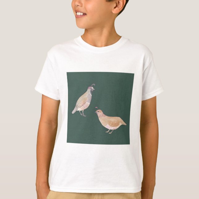 T-shirt California Quail bird species art (Devant)