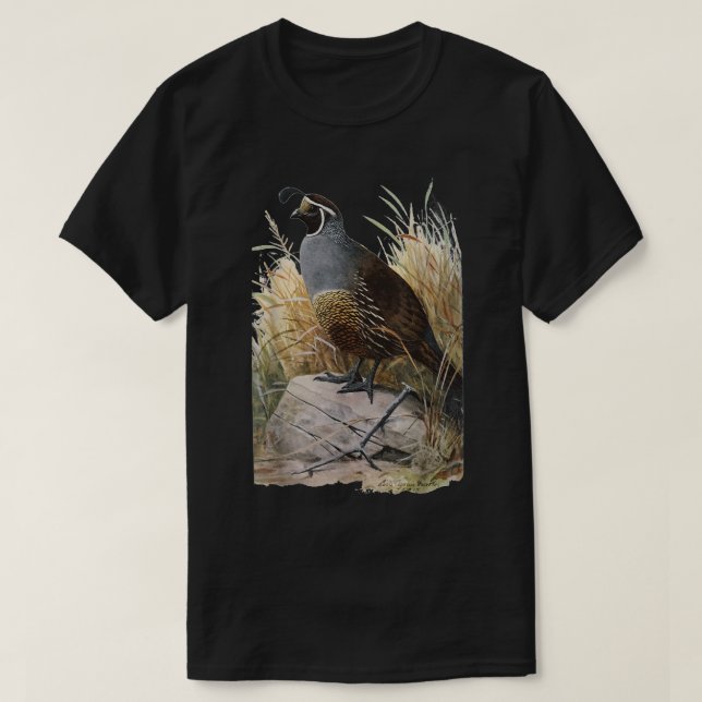 T-shirt California Quail - CA Quail Birder Shirt (Design devant)