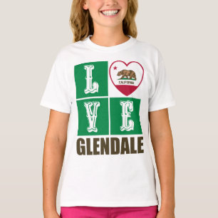 T-shirt California Republic State Flag Heart Glendale