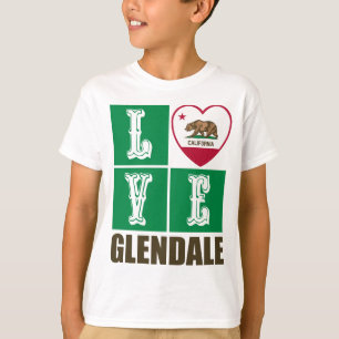 T-shirt California Republic State Flag Heart Glendale