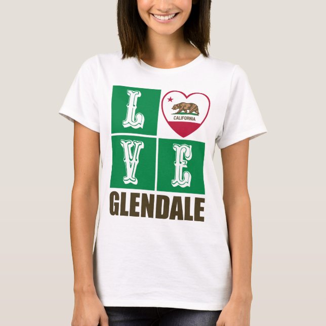 T-shirt California Republic State Flag Heart Glendale (Devant)