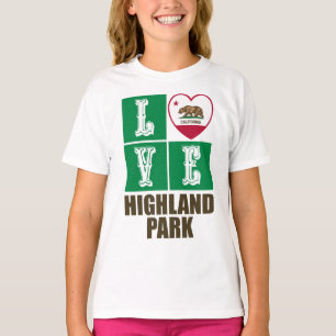 T-shirt California Republic State Flag Heart Highland Park