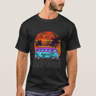 T-shirt California Retro Surf Vintage Bus Van Surfer Distr
