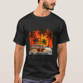 T-shirt California Retro Surf Vintage Woody Surfer Distre