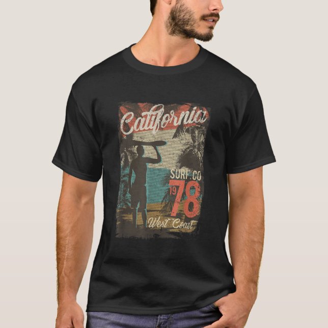 T-shirt California Retro Surfing West Coast 1978 (Devant)