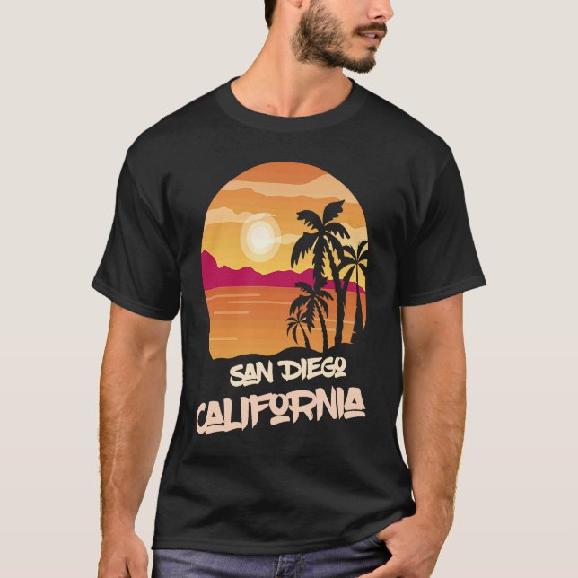 T-shirt California San Diego Vacation Palm trees Ocean Sur (Devant)