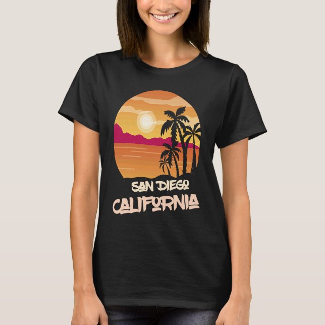 T-shirt California San Diego Vacation Palm trees Ocean Sur (Devant)