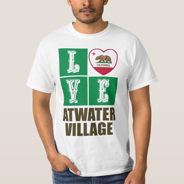 T-shirt California State Flag Heart Love Atwater Village (Devant)