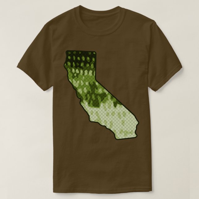 T-shirt California State Map Bass Fishing Couleur Motif Fi (Design devant)