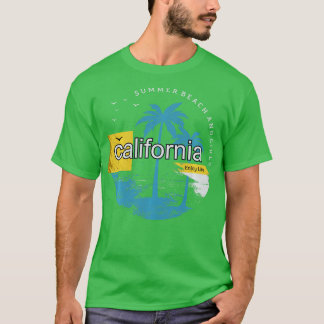 T-shirt California Summer Surf Beach Vintage Sunset Long S
