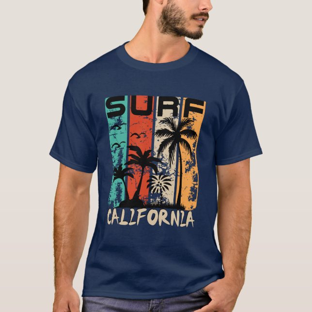 T-shirt California Surf Summer Beach Surfing Design (Devant)
