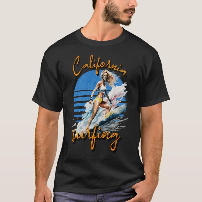 T-shirt California Surfing Girl (Devant)