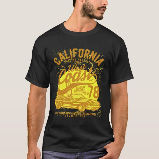 T-shirt California Surfing Paradise  West Coast Since 78 (Devant)
