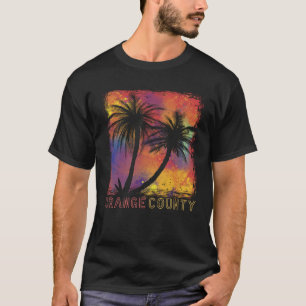 T-shirt California Surfing Retro Palm tree Orange Comté B