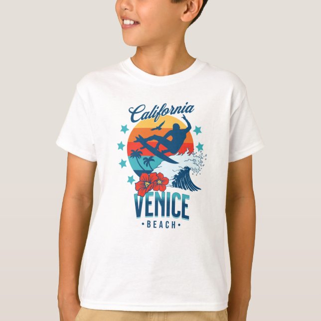 T-shirt California Surfing Venice beach (Devant)