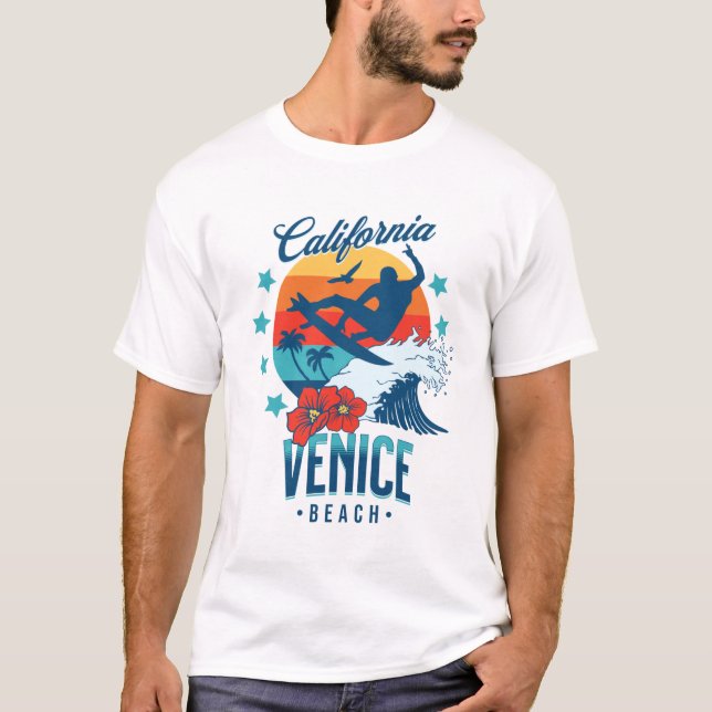 T-shirt California Surfing Venice beach (Devant)