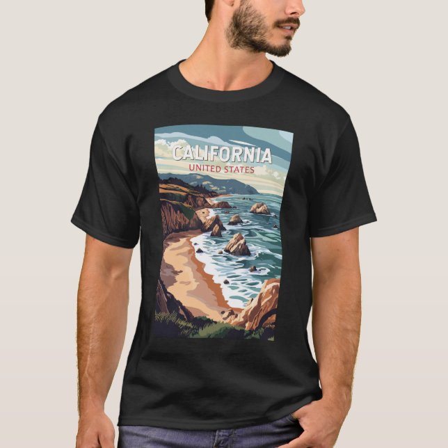 T-shirt California Travel Art Vintage (Devant)
