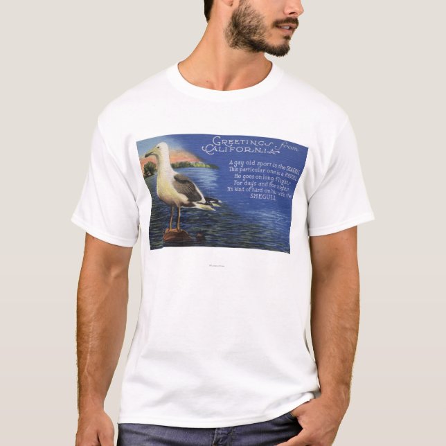 T-shirt CaliforniaGreetings de, poème de mouette (Devant)