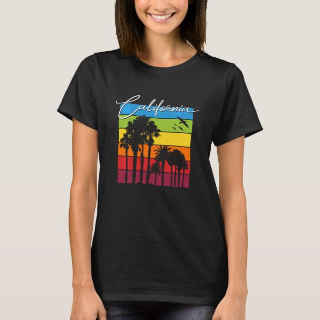 T-shirt Californie Arbres arc-en-ciel Cali Souvenir (Devant)