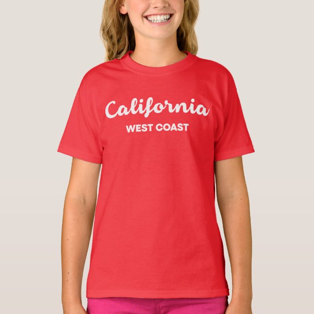 T-shirt Californie Côte Ouest Nice Design Texte (Devant)