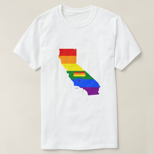 T-shirt Californie Gay pride Rainbow Drapeau Coeur GLBTQ (Design devant)