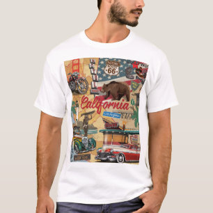 T-shirt Californie vintage : carte touristique.