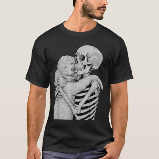 T-shirt Câlin de squelette de caniche Halloween amateur de