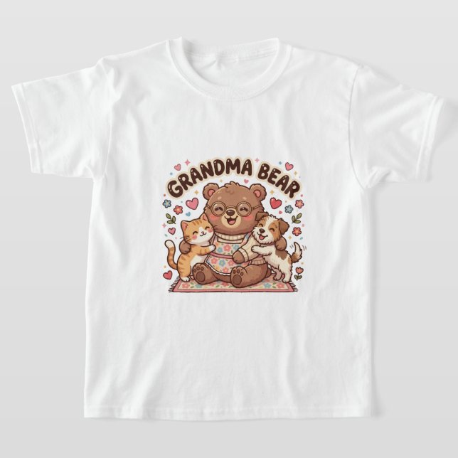 T-shirt  Câlin mignon de grand-mère ours (Poser)