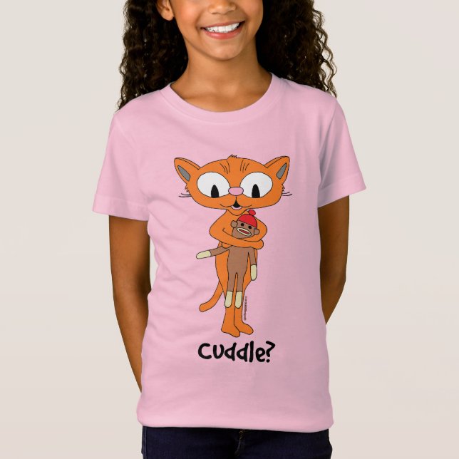 T-Shirt câliner ? Chat caricature orange mignon avec Singe (Devant)