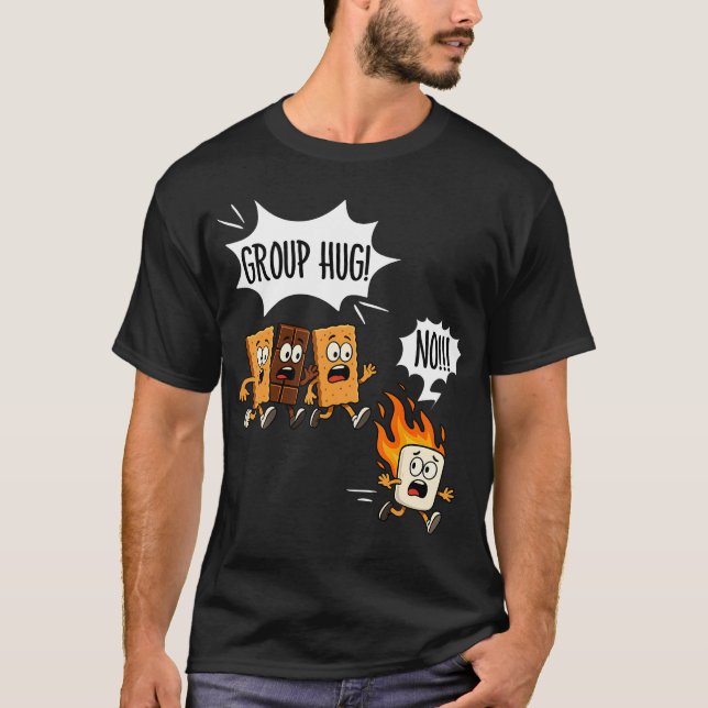 T-shirt Câlins de groupe Funny Smores Camping Feu de camp  (Devant)