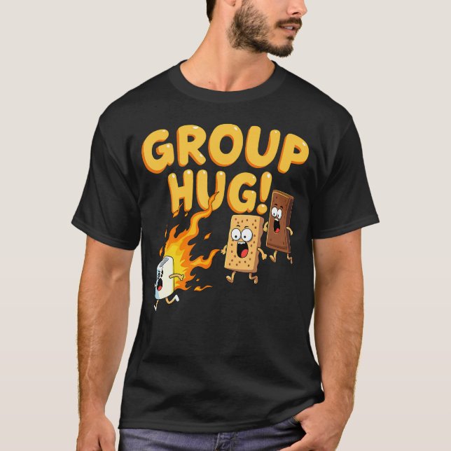 T-shirt Câlins de groupe S'mores Camping Rôtissage (Devant)