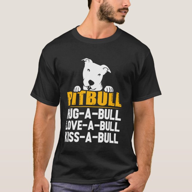 T-shirt Câlins de Pitbull Amour Baiser un Taureau (Devant)