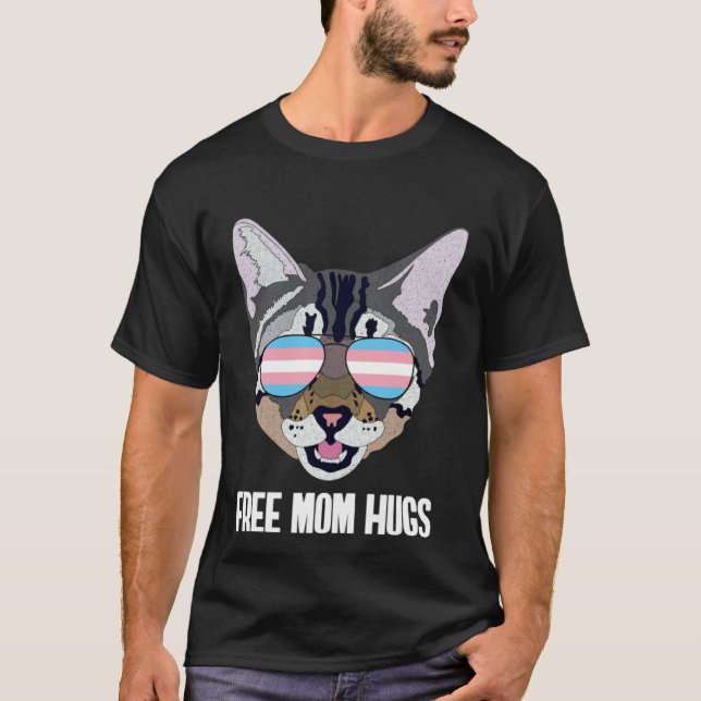 T-shirt Câlins Gratuits Maman Chat Drôle Fierté Trans (Devant)