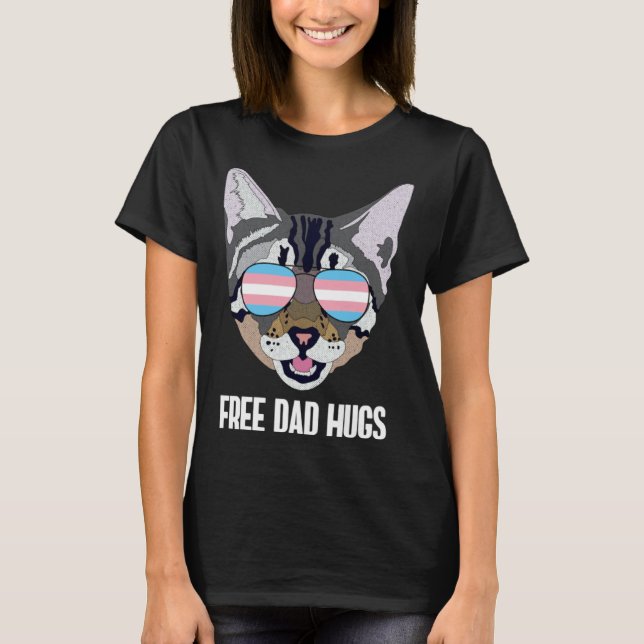 T-shirt Câlins Gratuits Papa Chat Drôle Fierté Trans (Devant)